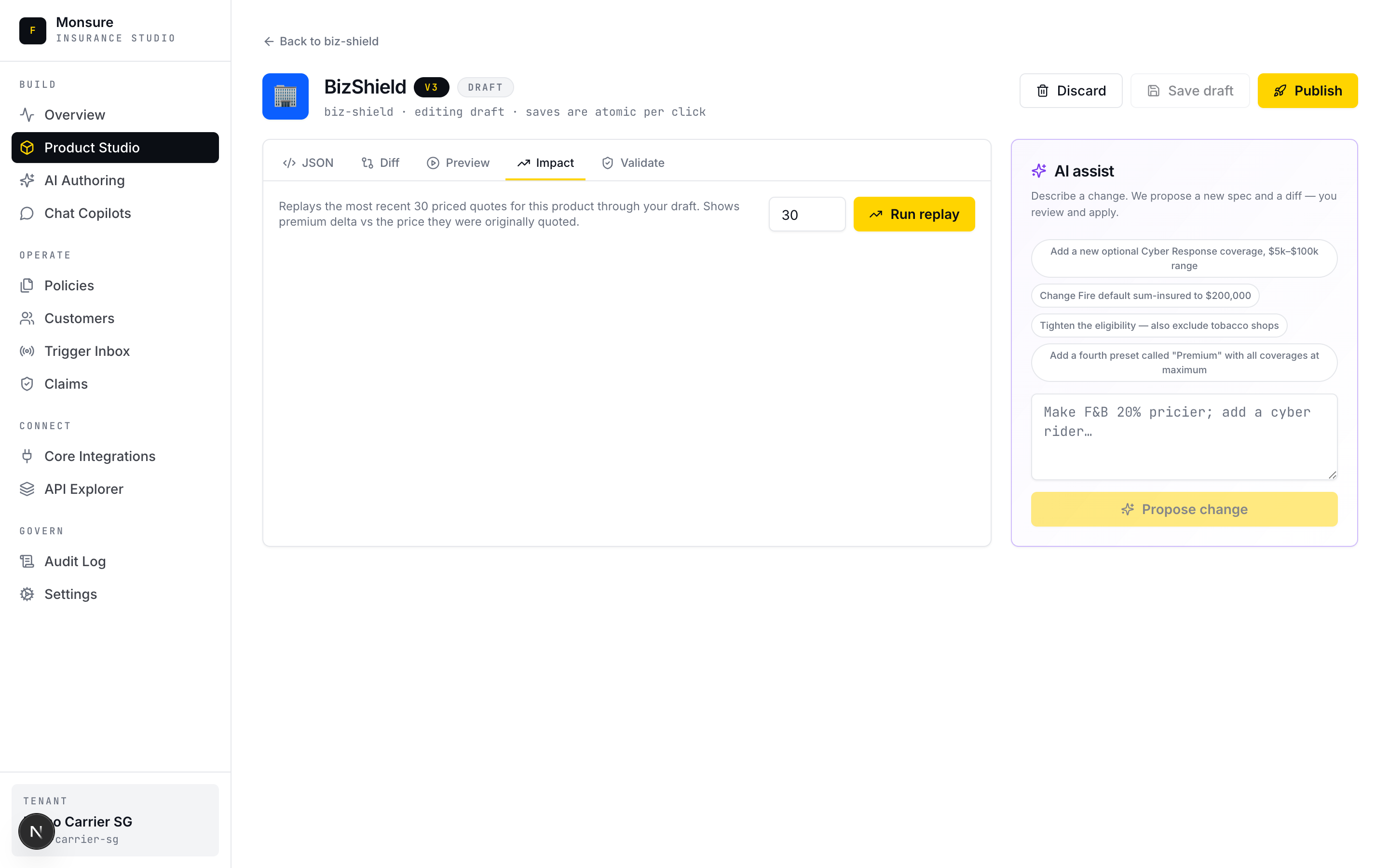 Quote impact preview